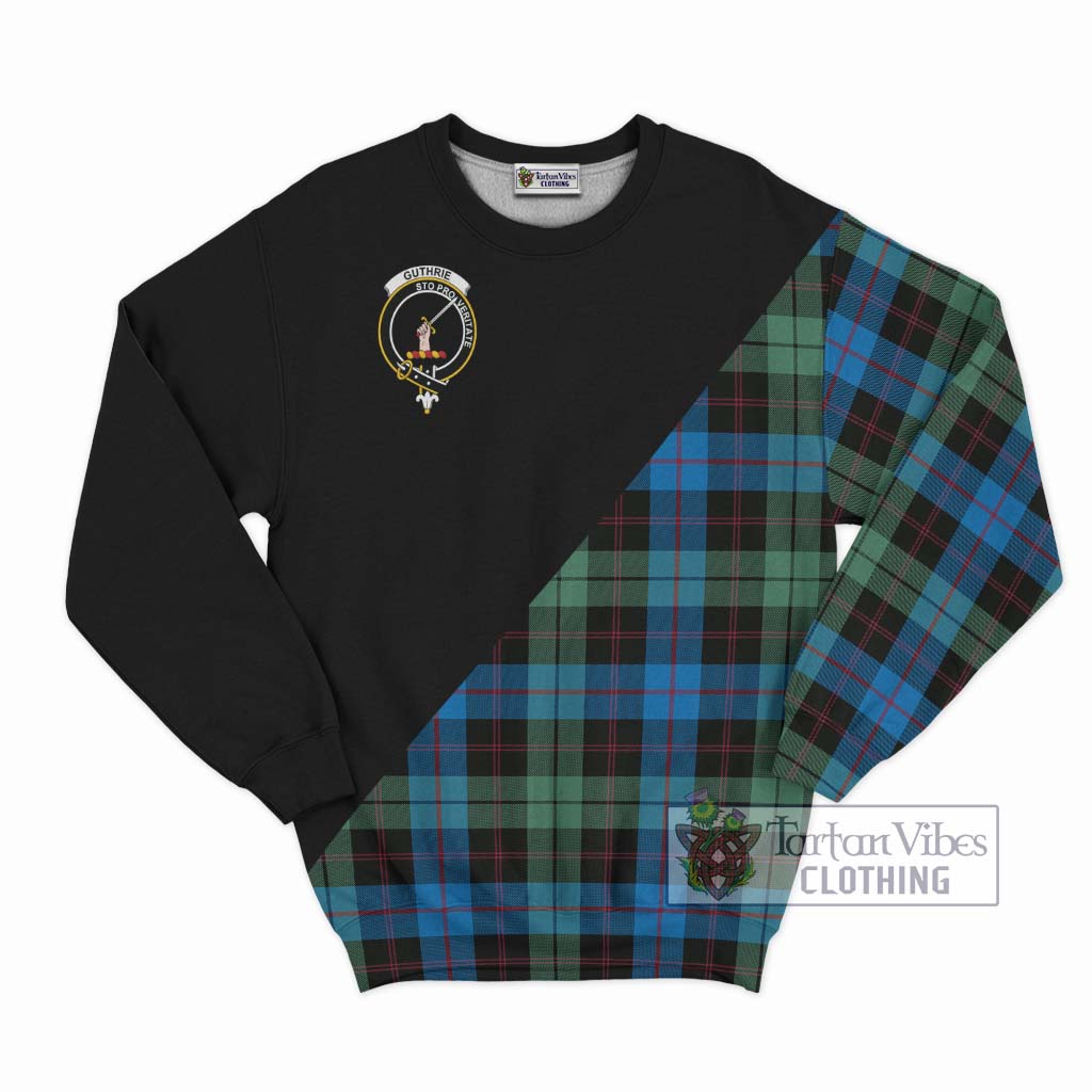 Tartan Vibes Clothing Guthrie Tartan Sweatshirt with Family Crest and Military Logo Style