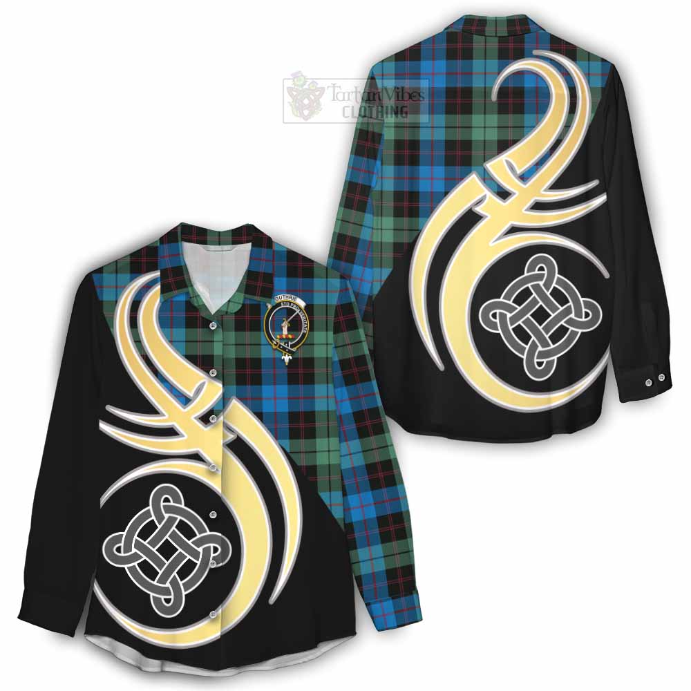 Tartan Vibes Clothing Guthrie Tartan Women's Casual Shirt with Family Crest and Celtic Symbol Style