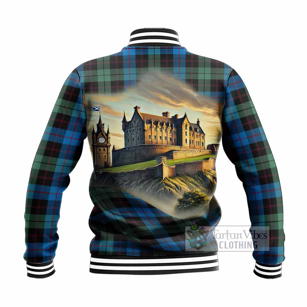 Guthrie Tartan Family Crest Baseball Jacket with Scottish Ancient Castle Style - Tartan Vibes Clothing