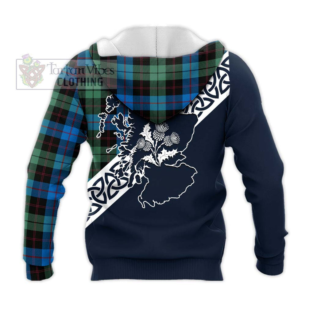 Tartan Vibes Clothing Guthrie Tartan Knitted Hoodie Featuring Thistle and Scotland Map