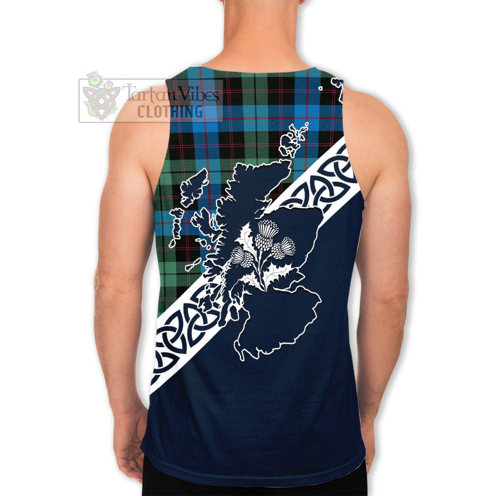 Tartan Vibes Clothing Guthrie Tartan Men's Tank Top Featuring Thistle and Scotland Map