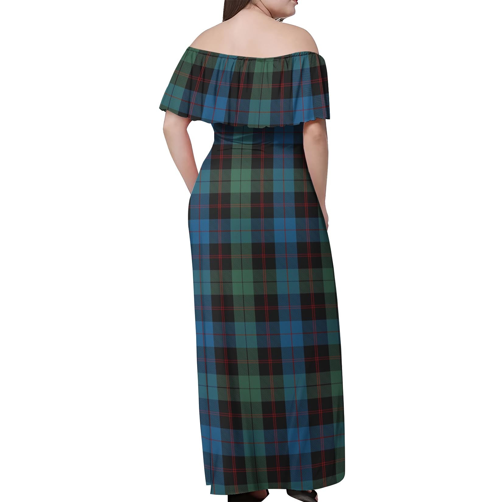 Guthrie Tartan Off Shoulder Long Dress - Tartanvibesclothing