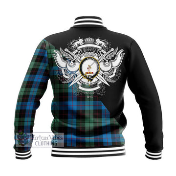 Guthrie Tartan Baseball Jacket with Family Crest and Military Logo Style