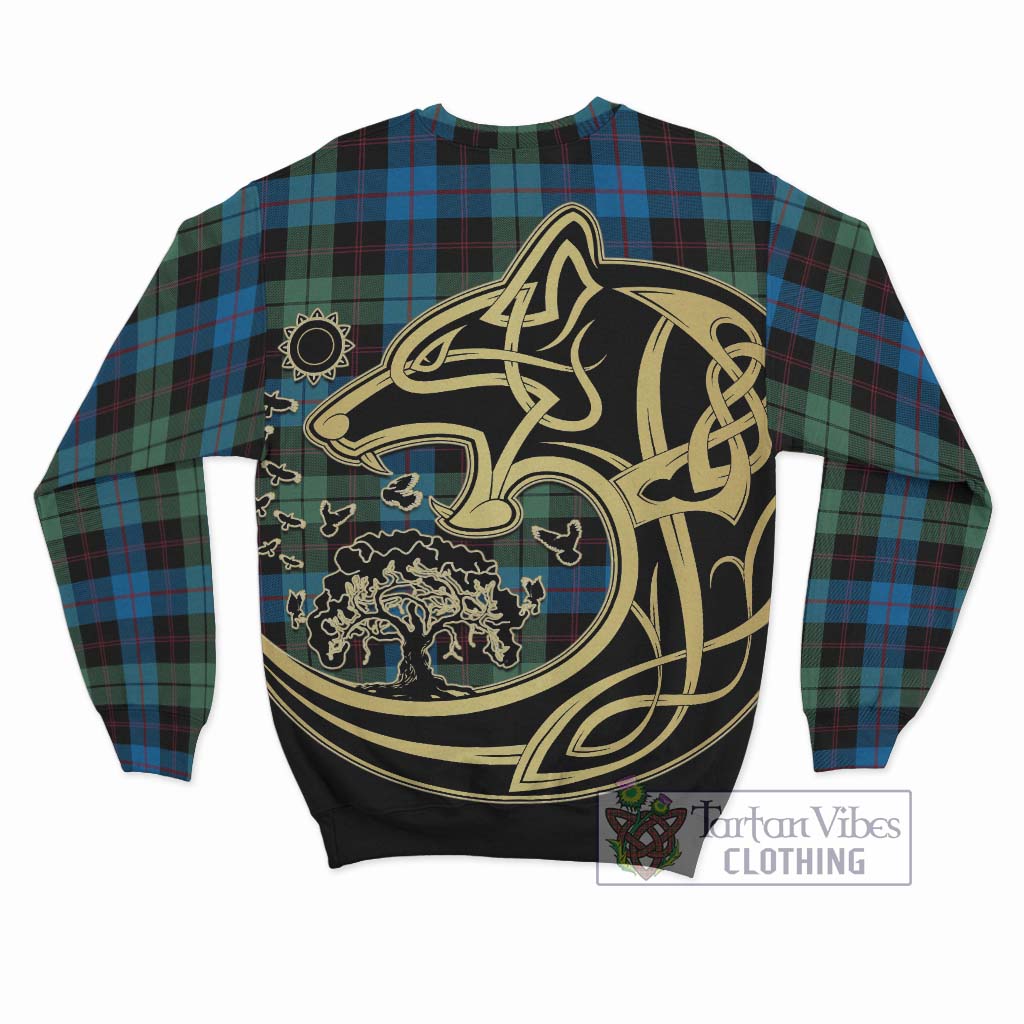 Tartan Vibes Clothing Guthrie Tartan Sweatshirt with Family Crest Celtic Wolf Style