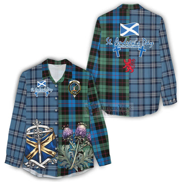 Guthrie Tartan Women's Casual Shirt Happy St. Andrew's Day Half Tartan Style