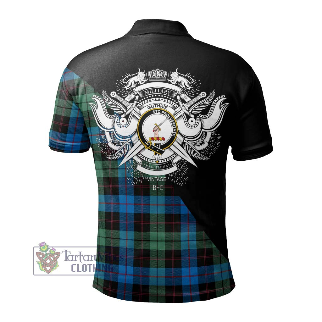 Tartan Vibes Clothing Guthrie Tartan Polo Shirt with Family Crest and Military Logo Style