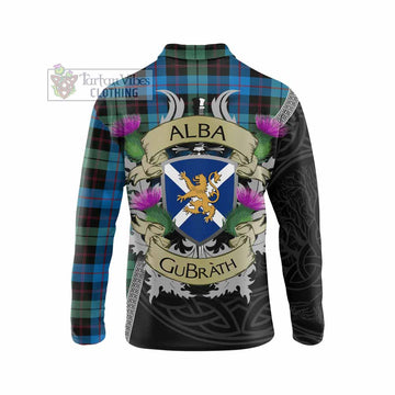 Guthrie Tartan Family Crest Long Sleeve Polo Shirt Lion Rampant Royal Thistle Shield Celtic Inspired - Tartan Vibes Clothing