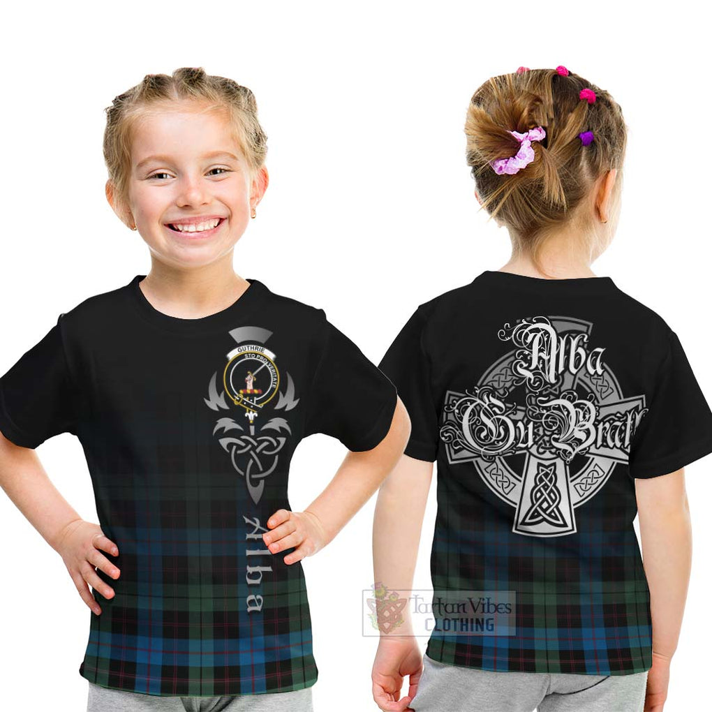 Tartan Vibes Clothing Guthrie Tartan Kid T-Shirt Featuring Alba Gu Brath Family Crest Celtic Inspired