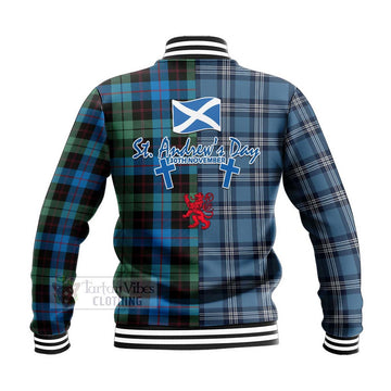 Guthrie Tartan Baseball Jacket Happy St. Andrew's Day Half Tartan Style