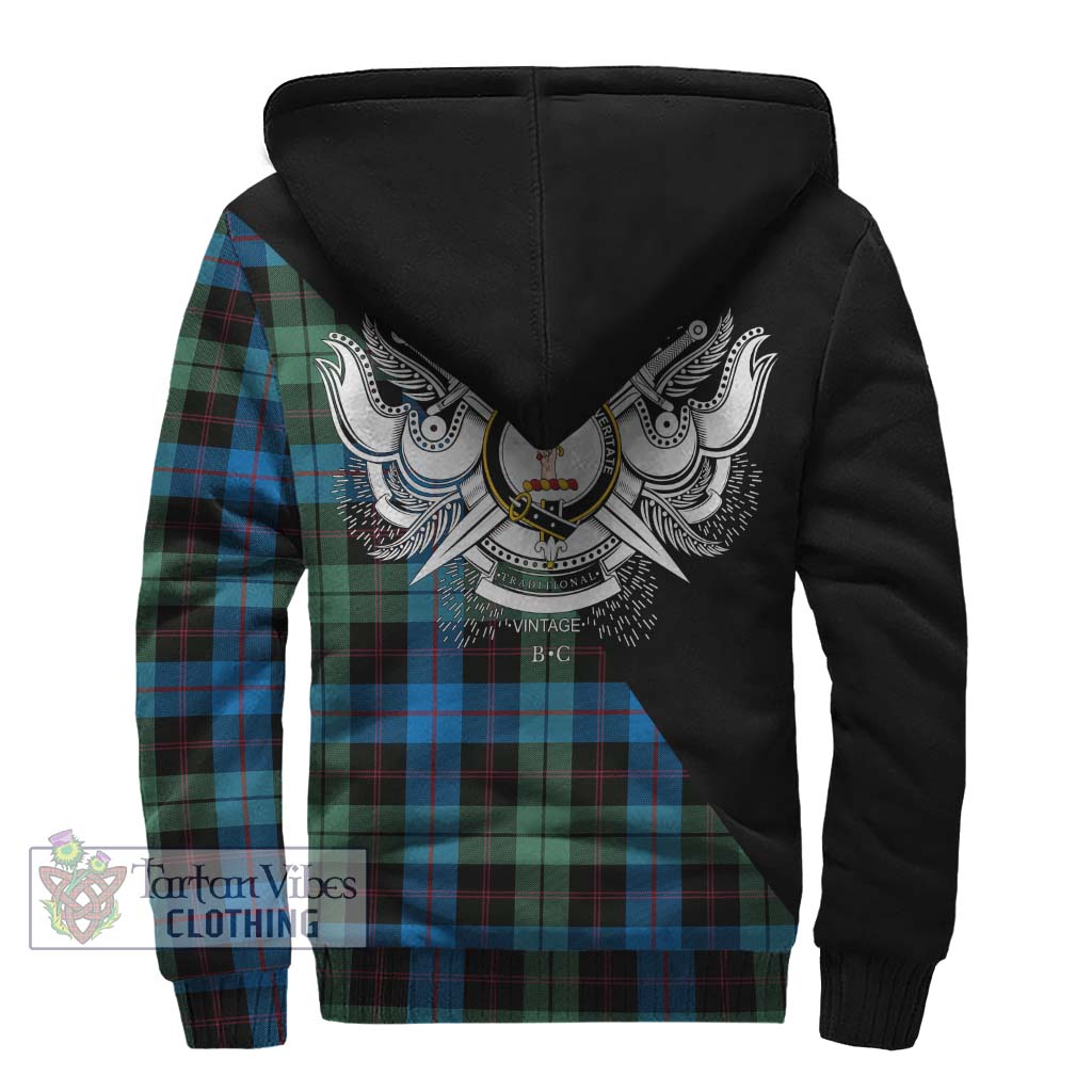 Tartan Vibes Clothing Guthrie Tartan Sherpa Hoodie with Family Crest and Military Logo Style