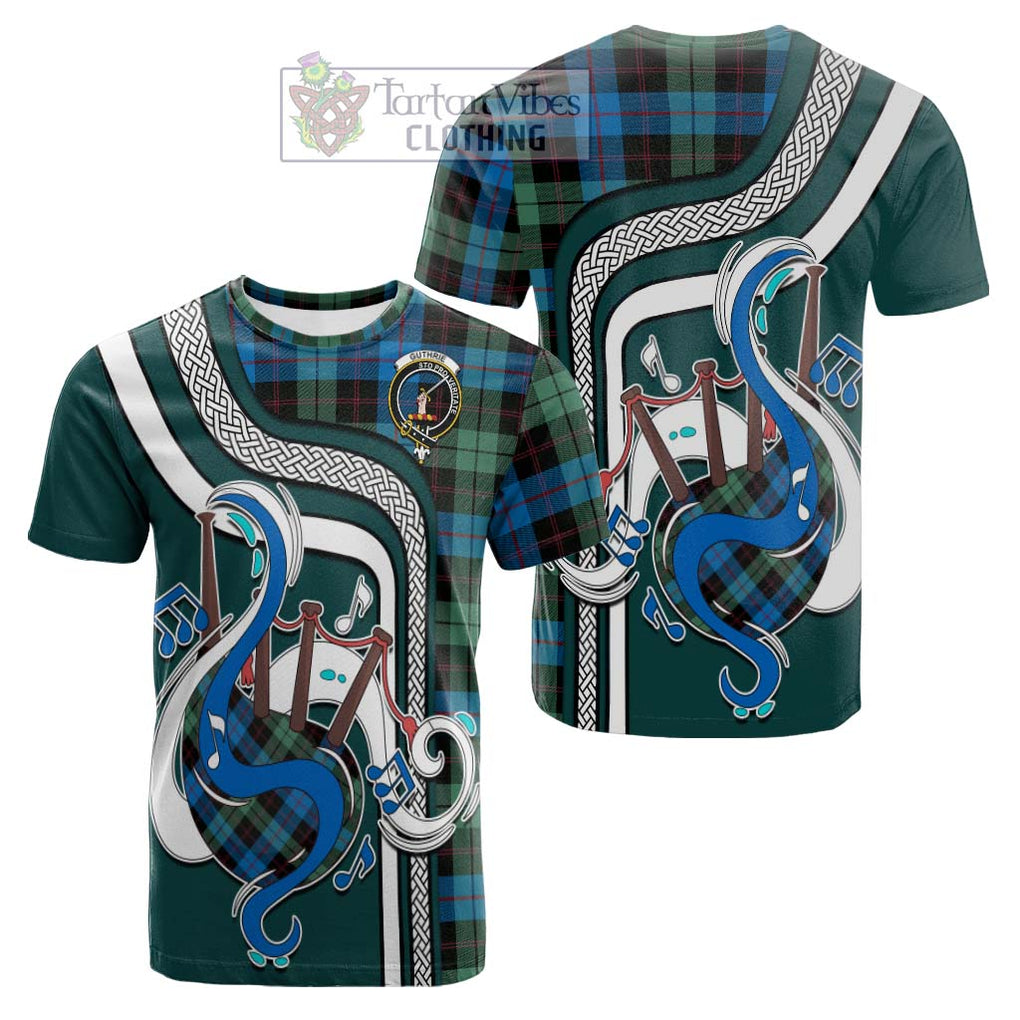 Tartan Vibes Clothing Guthrie Tartan Cotton T-shirt with Epic Bagpipe Style