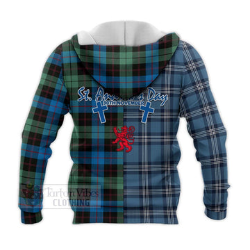 Guthrie Tartan Knitted Hoodie Happy St. Andrew's Day Half Tartan Style