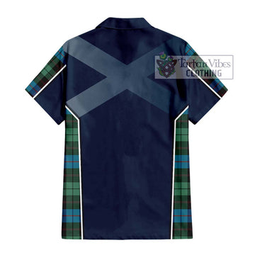 Guthrie Tartan Short Sleeve Button Shirt with Family Crest and Lion Rampant Vibes Sport Style