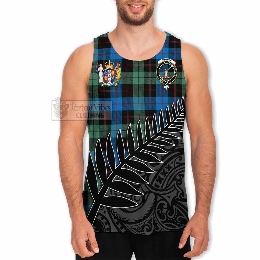 Tartan Vibes Clothing Guthrie Crest Tartan Men's Tank Top with New Zealand Silver Fern Half Style