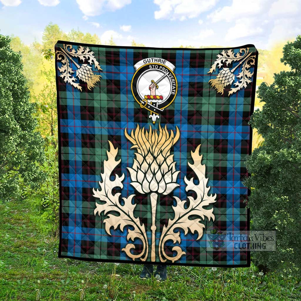 Tartan Vibes Clothing Guthrie Tartan Quilt with Family Crest and Golden Thistle Style