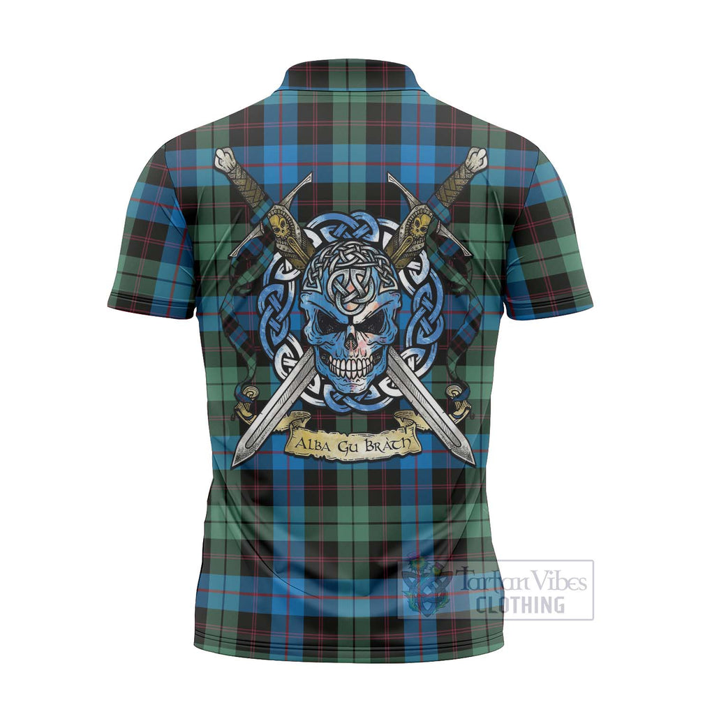 Tartan Vibes Clothing Guthrie Tartan Zipper Polo Shirt with Family Crest Celtic Skull Style