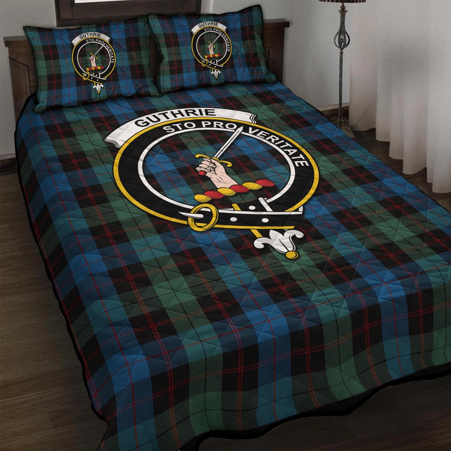 Guthrie Tartan Quilt Bed Set with Family Crest - Tartanvibesclothing