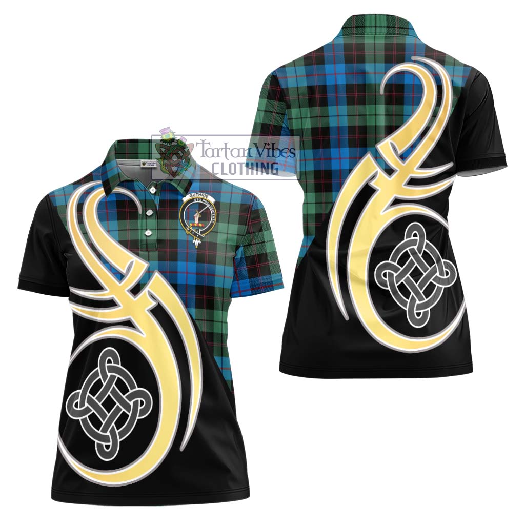 Tartan Vibes Clothing Guthrie Tartan Women's Polo Shirt with Family Crest and Celtic Symbol Style