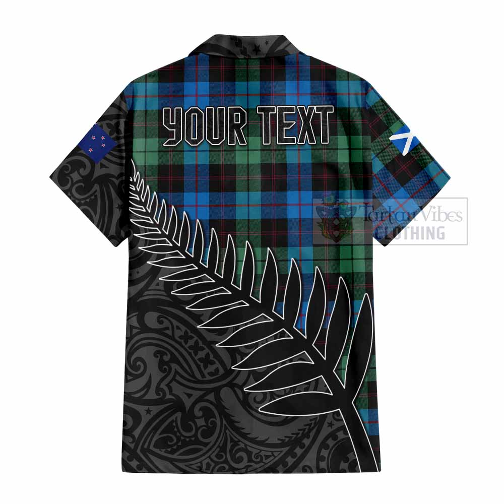 Tartan Vibes Clothing Guthrie Crest Tartan Short Sleeve Button Shirt with New Zealand Silver Fern Half Style