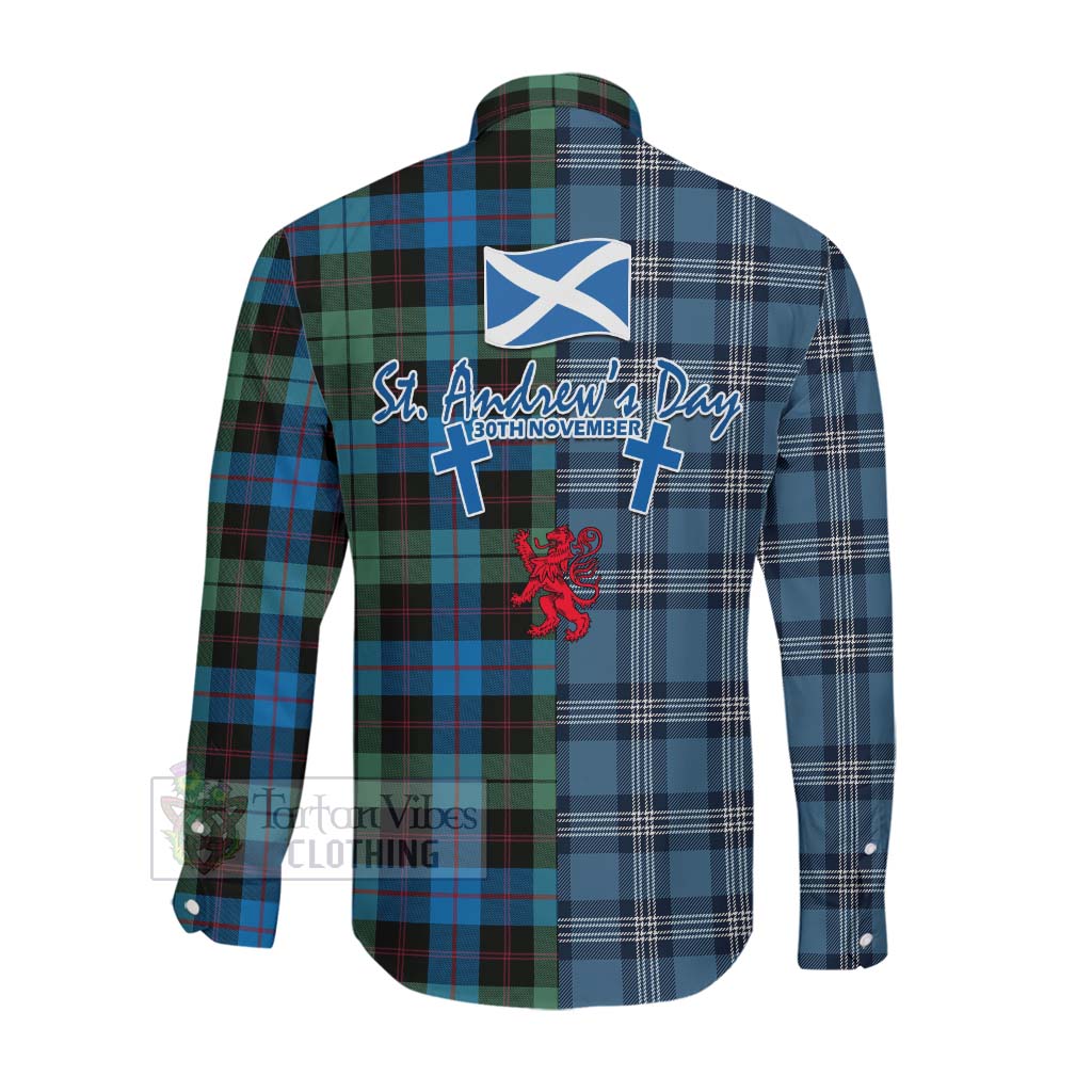 Tartan Vibes Clothing Guthrie Tartan Long Sleeve Button Shirt Happy St. Andrew's Day Half Tartan Style