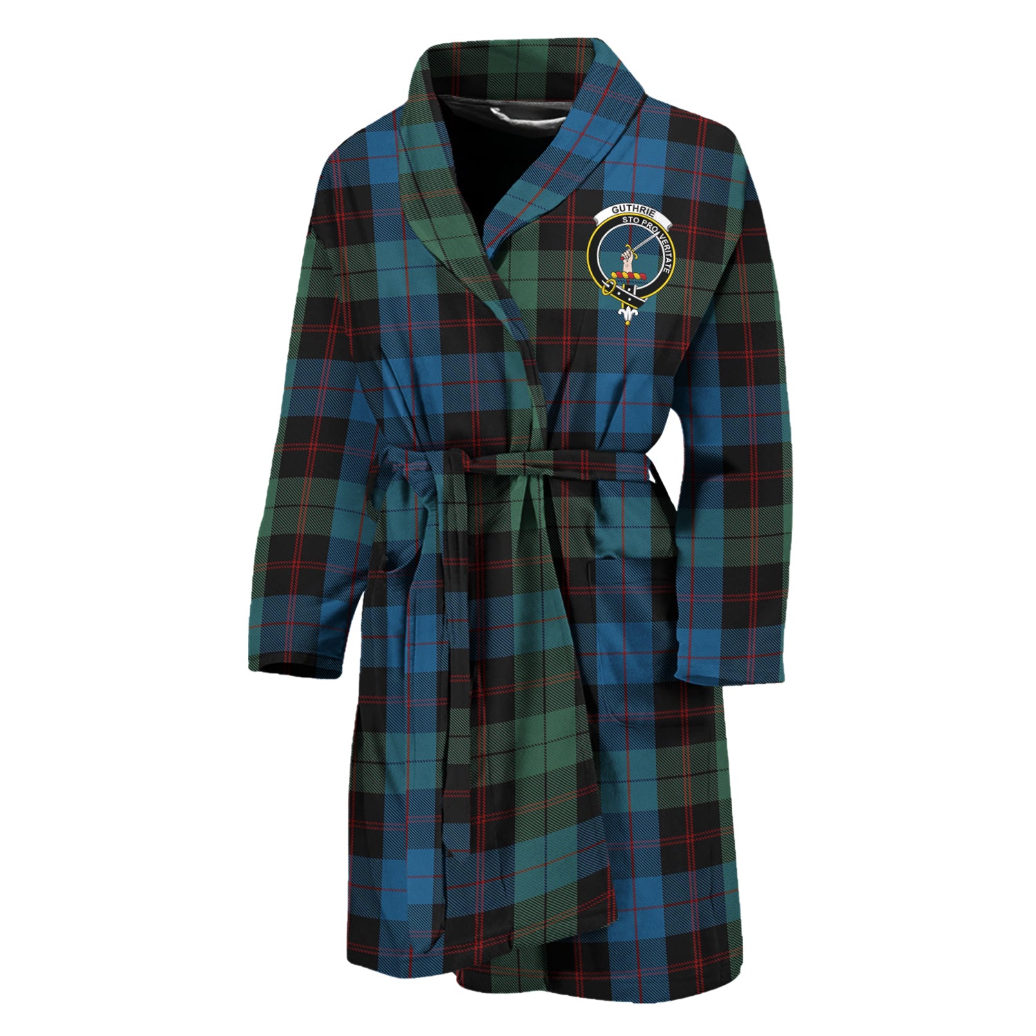 Guthrie Tartan Bathrobe with Family Crest Unisex M - Tartan Vibes Clothing