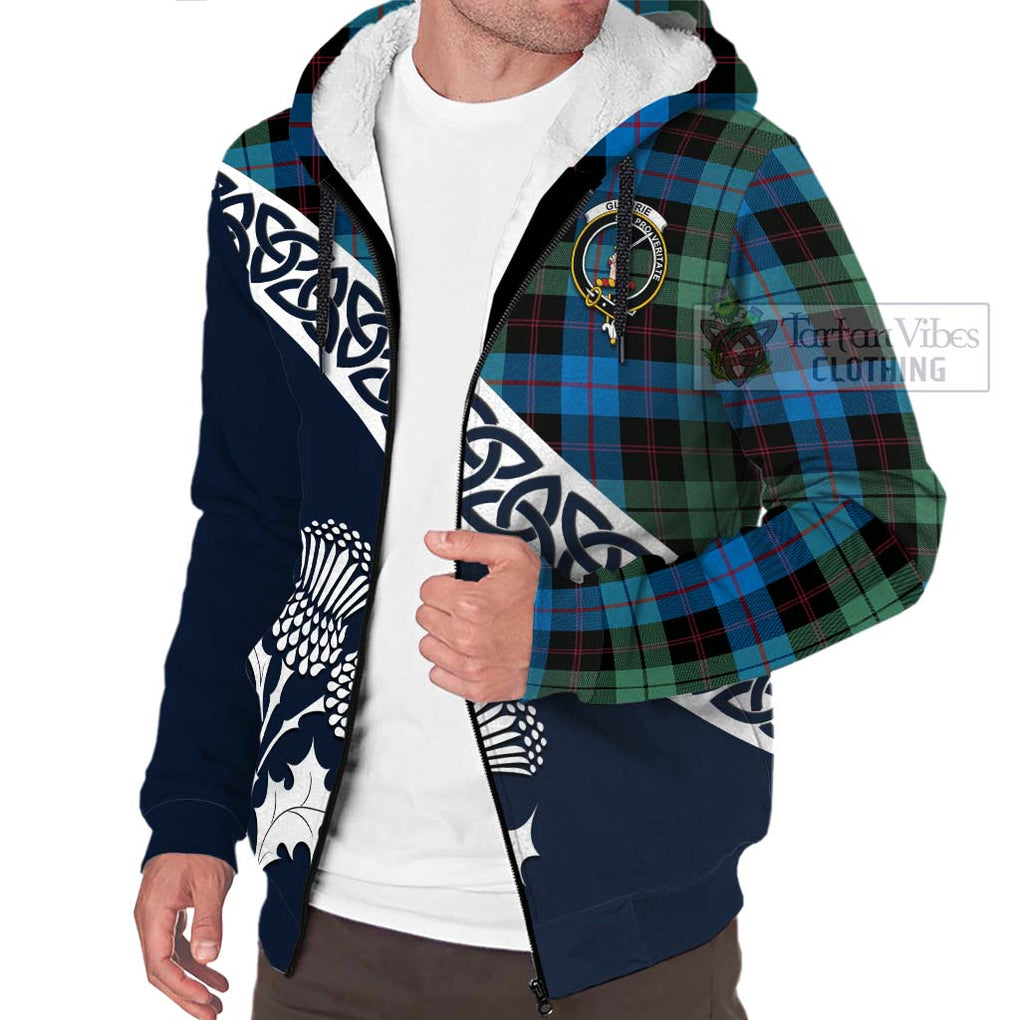 Tartan Vibes Clothing Guthrie Tartan Sherpa Hoodie Featuring Thistle and Scotland Map