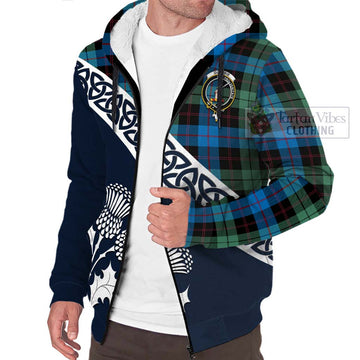 Guthrie Tartan Sherpa Hoodie Featuring Thistle and Scotland Map