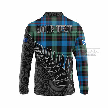 Guthrie Crest Tartan Long Sleeve Polo Shirt with New Zealand Silver Fern Half Style