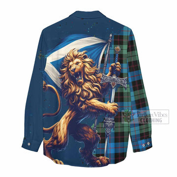 Guthrie Tartan Family Crest Women's Casual Shirt with Scottish Majestic Lion