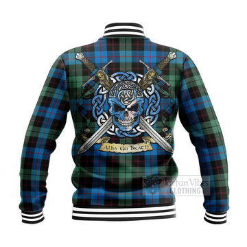 Guthrie Tartan Baseball Jacket with Family Crest Celtic Skull Style