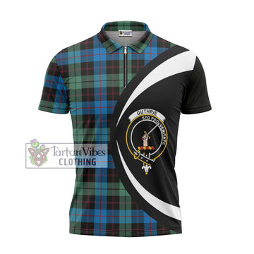 Guthrie Tartan Zipper Polo Shirt with Family Crest Circle Style