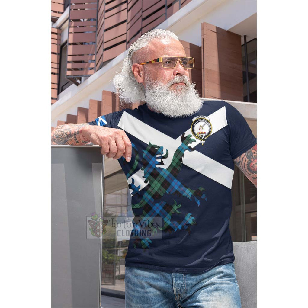 Tartan Vibes Clothing Guthrie Tartan Lion Rampant Cotton T-shirt – Proudly Display Your Heritage with Alba Gu Brath and Clan Name