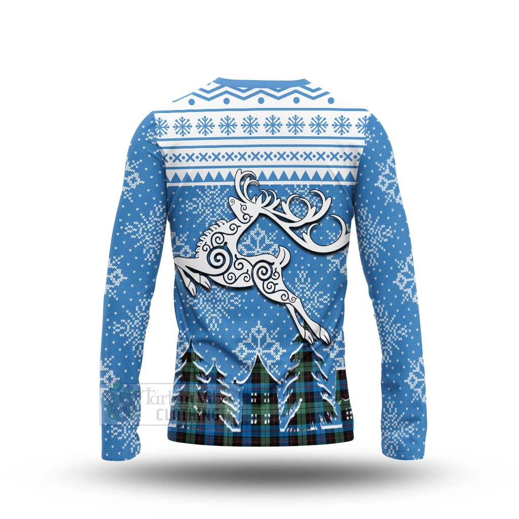 Tartan Vibes Clothing Guthrie Clan Christmas Long Sleeve T-Shirt Celtic Reindeer Style