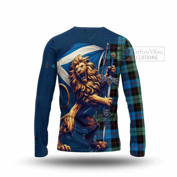 Guthrie Tartan Family Crest Long Sleeve T-Shirt with Scottish Majestic Lion - Tartan Vibes Clothing