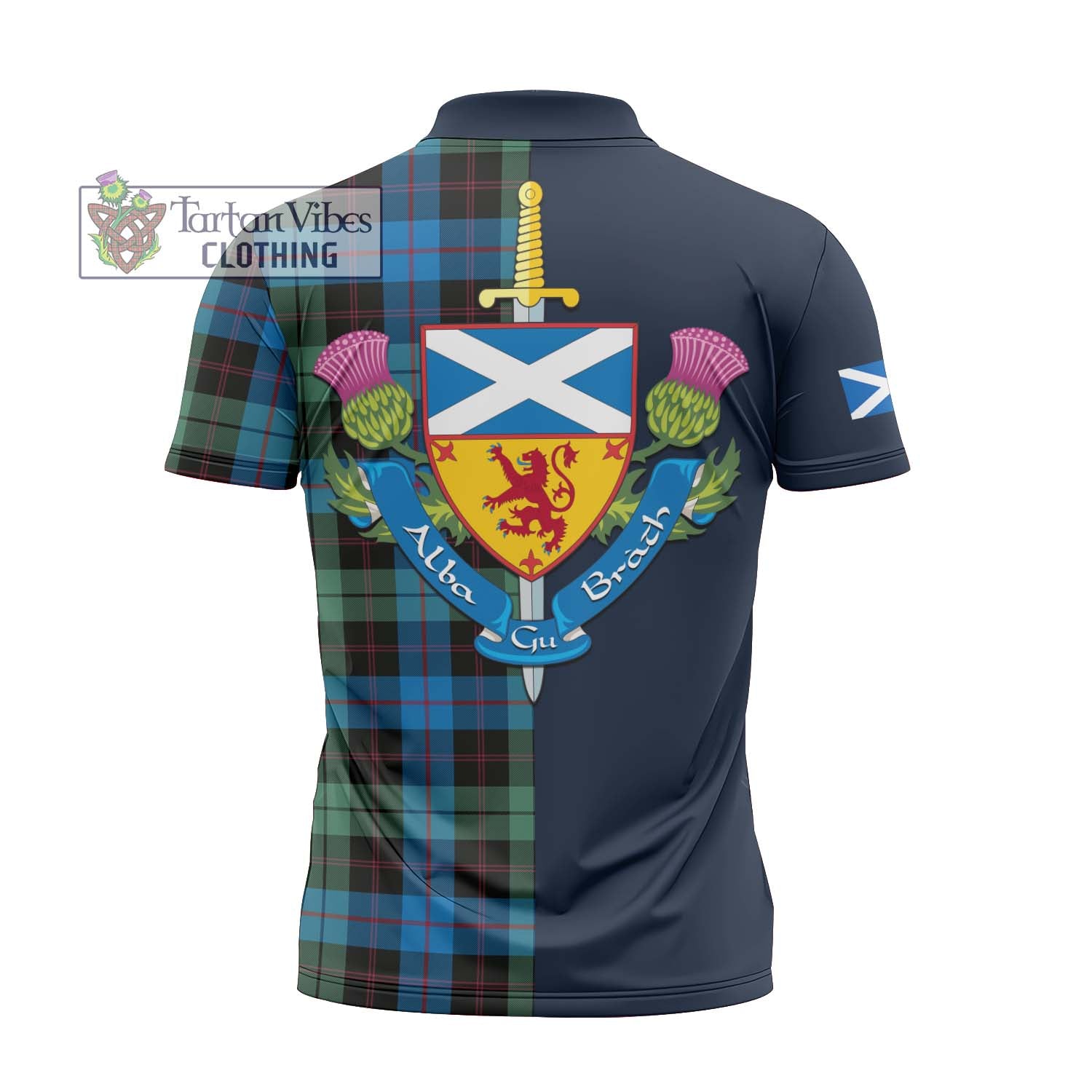 Tartan Vibes Clothing Guthrie Tartan Zipper Polo Shirt with Scottish Lion Royal Arm Half Style