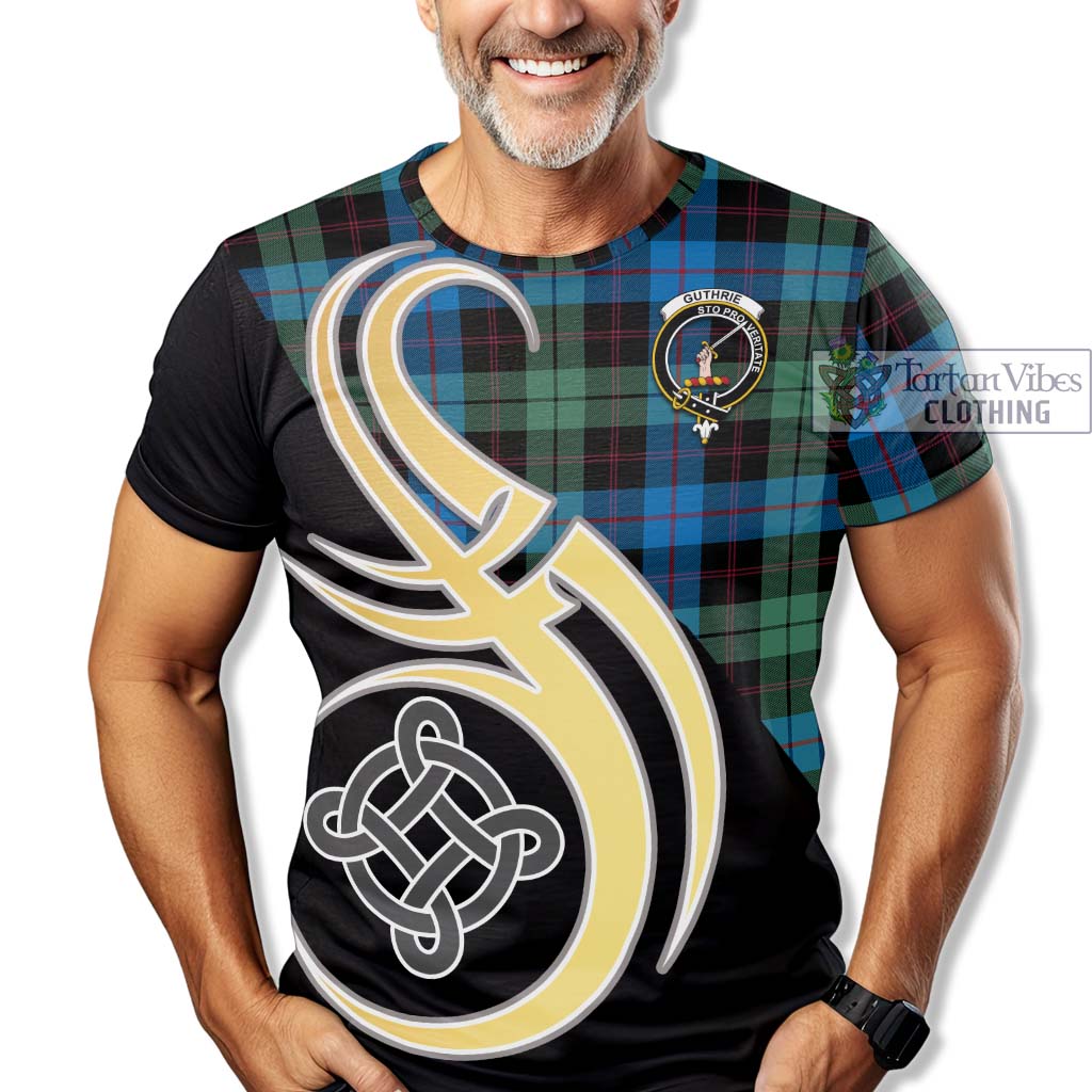 Tartan Vibes Clothing Guthrie Tartan T-Shirt with Family Crest and Celtic Symbol Style