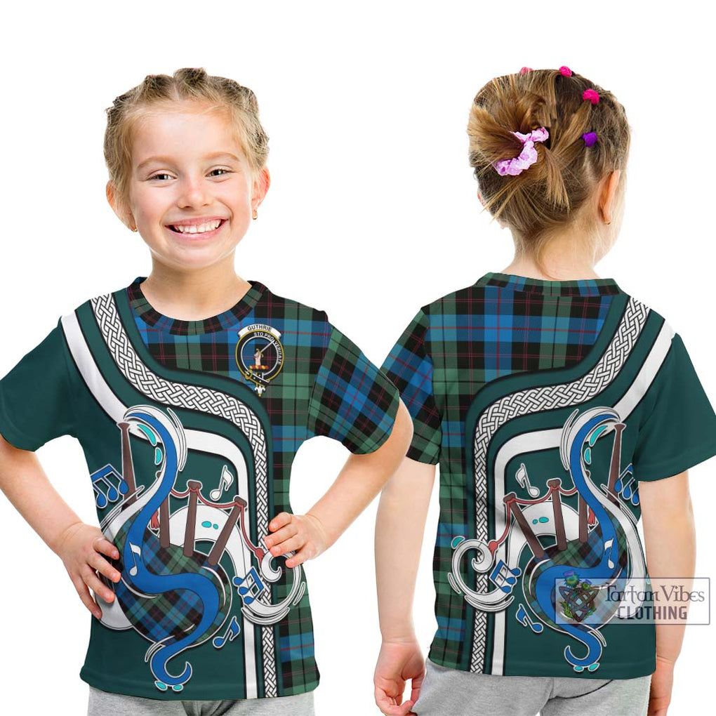 Tartan Vibes Clothing Guthrie Tartan Kid T-Shirt with Epic Bagpipe Style