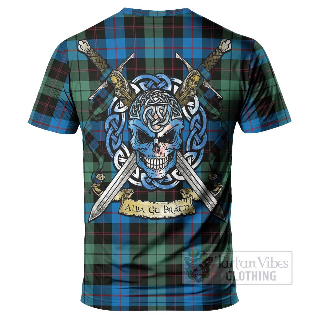 Tartan Vibes Clothing Guthrie Tartan T-Shirt with Family Crest Celtic Skull Style