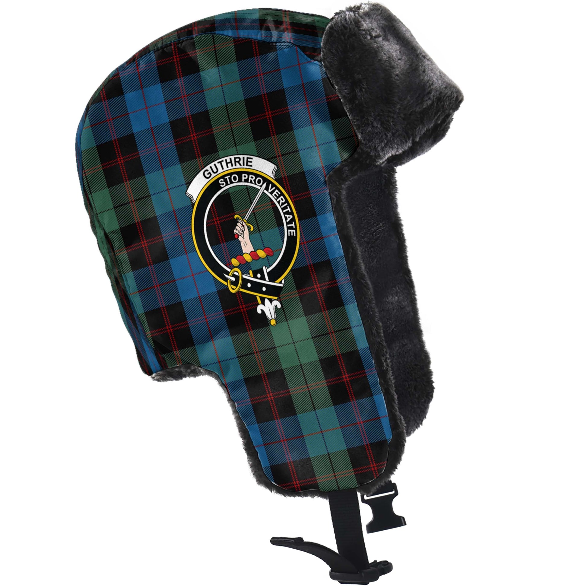 Guthrie Tartan Winter Trapper Hat with Family Crest - Tartanvibesclothing