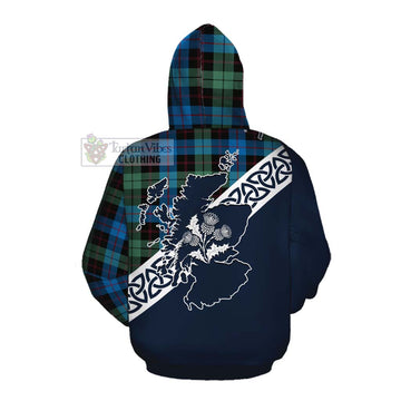 Guthrie Tartan Cotton Hoodie Featuring Thistle and Scotland Map