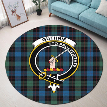 Guthrie Tartan Round Rug with Family Crest