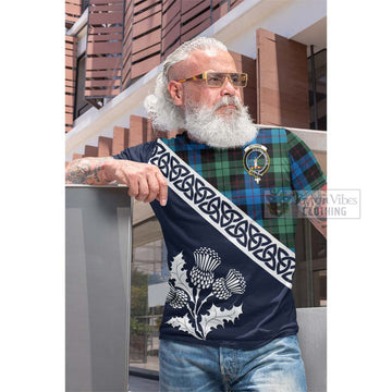 Guthrie Tartan Cotton T-shirt Featuring Thistle and Scotland Map