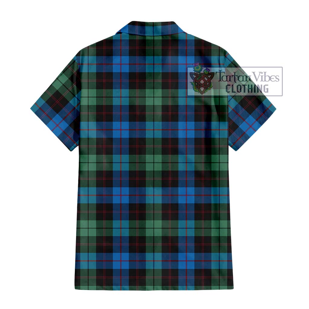 Tartan Vibes Clothing Guthrie Tartan Short Sleeve Button Shirt with Family Crest DNA In Me Style