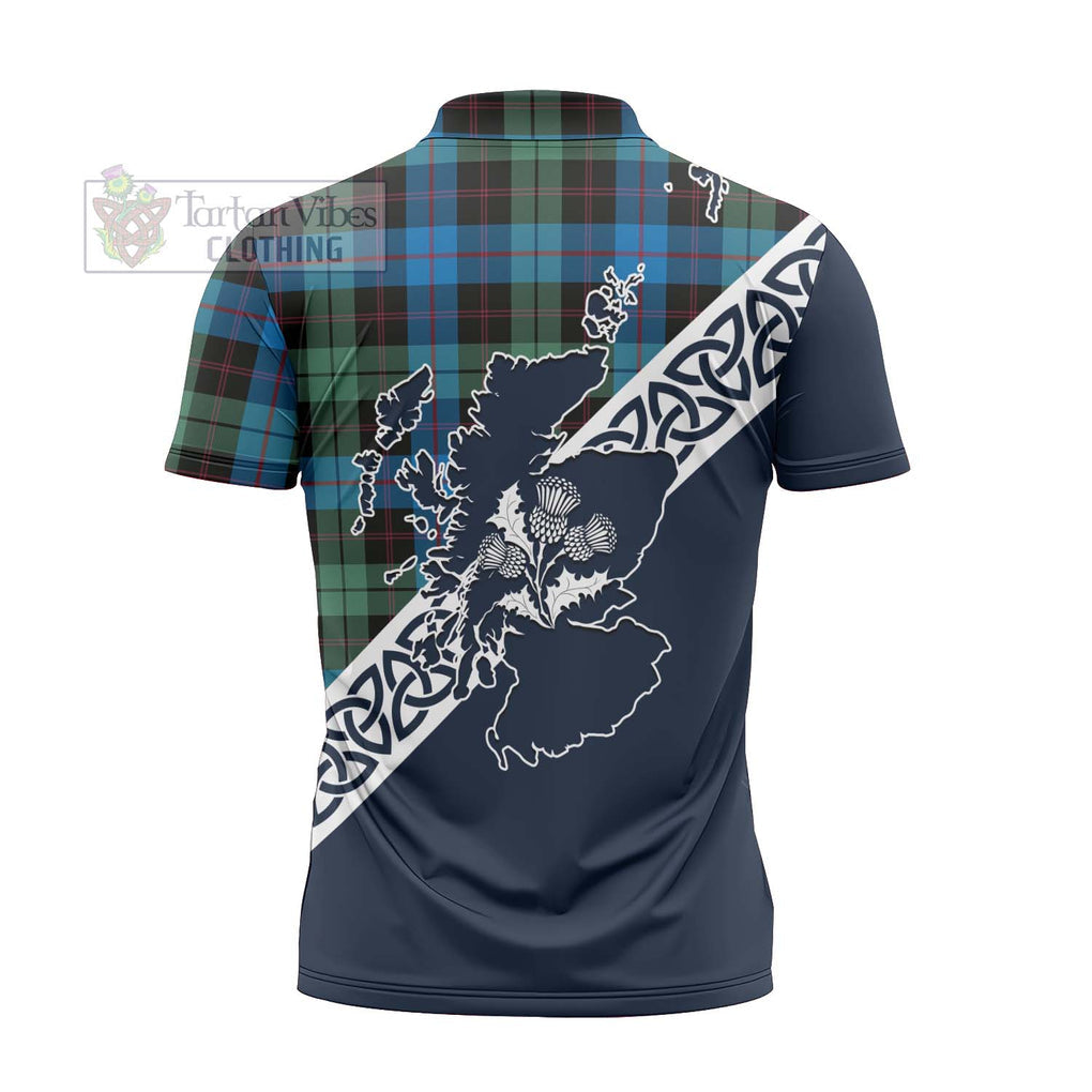 Tartan Vibes Clothing Guthrie Tartan Zipper Polo Shirt Featuring Thistle and Scotland Map