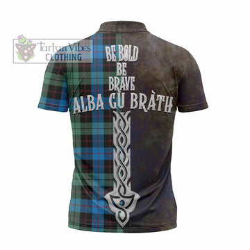 Guthrie Tartan Family Crest Zipper Polo Shirt Alba Gu Brath Be Brave Lion Ancient Style - Tartan Vibes Clothing