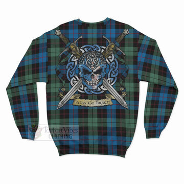 Guthrie Tartan Sweatshirt with Family Crest Celtic Skull Style