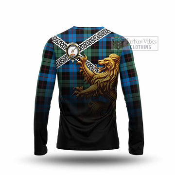 Guthrie Crest Tartan Long Sleeve T-Shirt with Golden Lion Emblem Celtic Style - Tartan Vibes Clothing