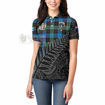 Guthrie Crest Tartan Women's Polo Shirt with New Zealand Silver Fern Half Style