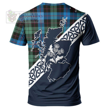 Guthrie Tartan T-Shirt Featuring Thistle and Scotland Map