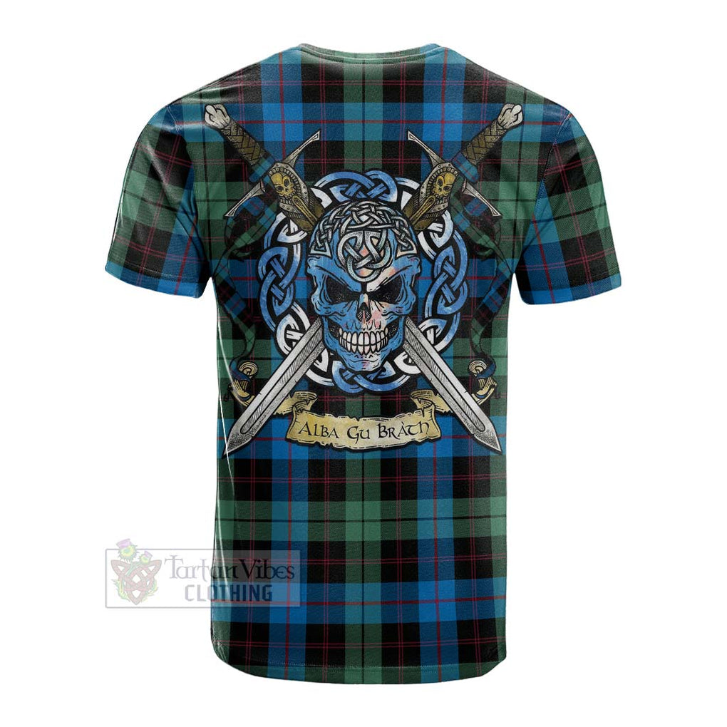 Tartan Vibes Clothing Guthrie Tartan Cotton T-shirt with Family Crest Celtic Skull Style